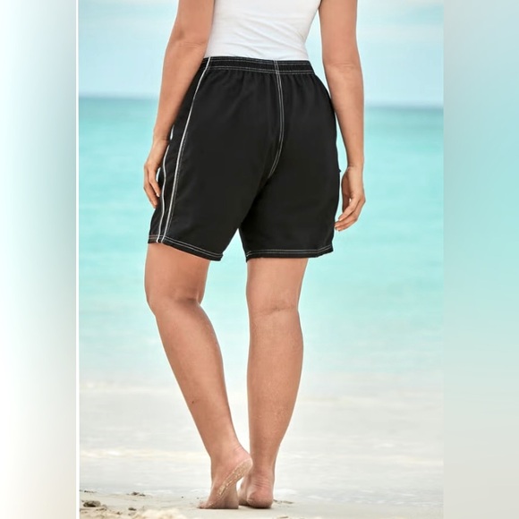 Swimsuits For All Contrast Trim Long Board-short,Black w White trim,Women’s 20W - Picture 2 of 9